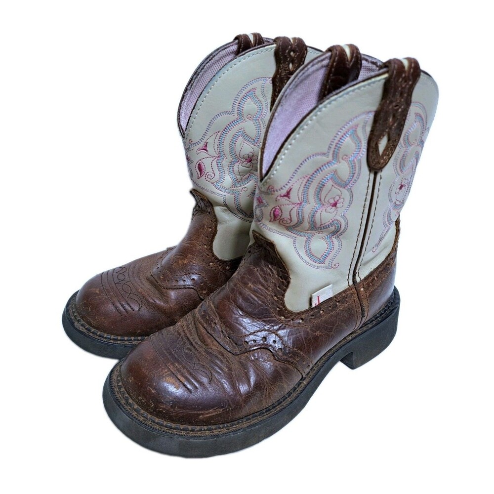 Justin Boots Shoes L9924 Women's Sz 6.5B Gypsy Barnwood Brown Cowhide Round Toe